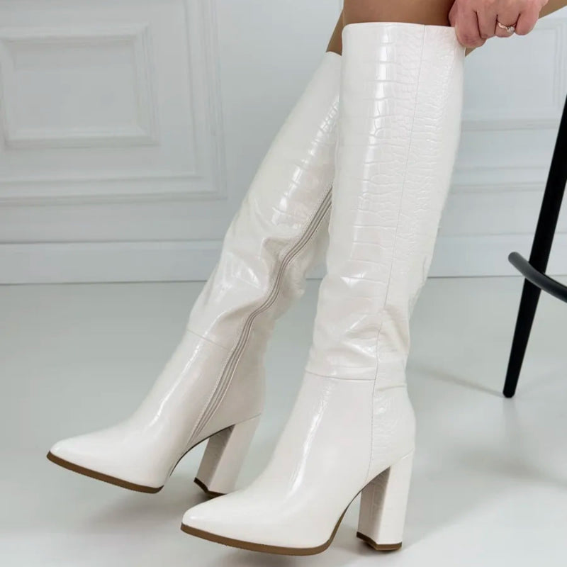Bota Cano Alto Feminina Branca