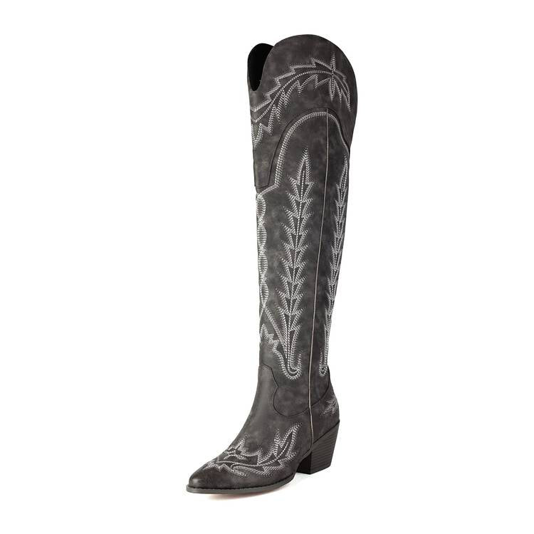 Botas Texana Feminina Cano Alto Malibu Cinza