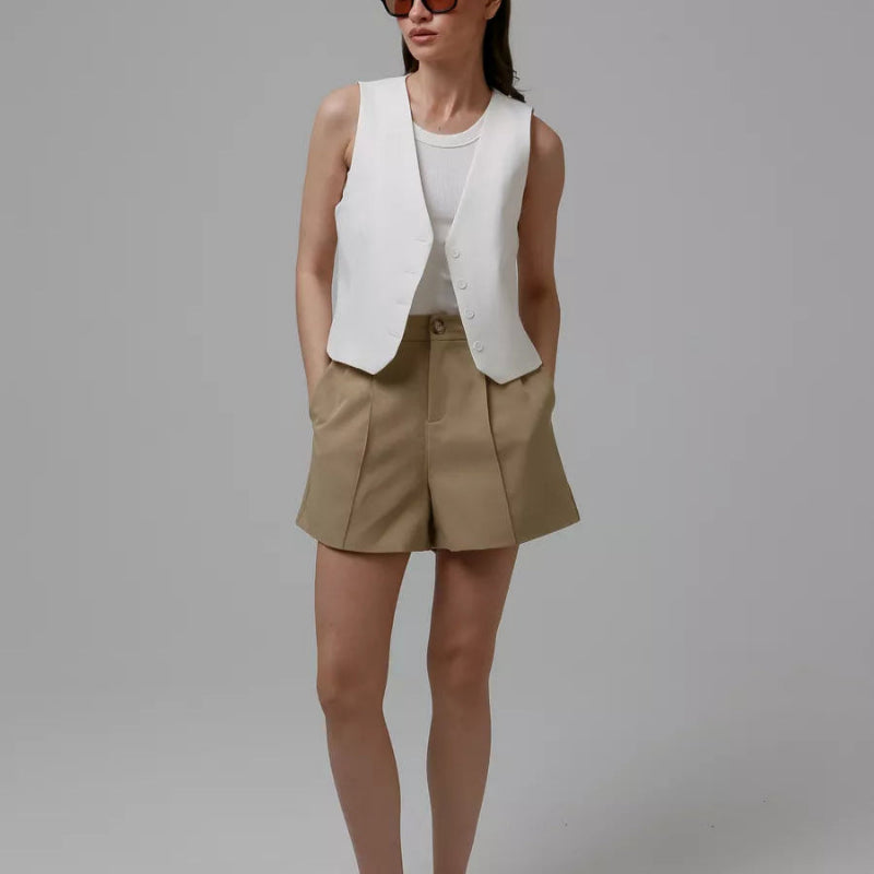Short Alfaiataria Caqui Elegance