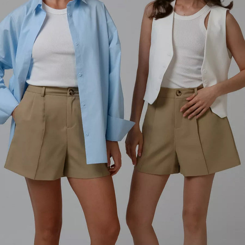 Short Alfaiataria Caqui Elegance