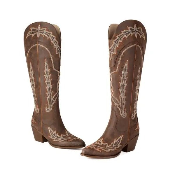 Botas Texana Feminina Cano Alto Malibu Marrom