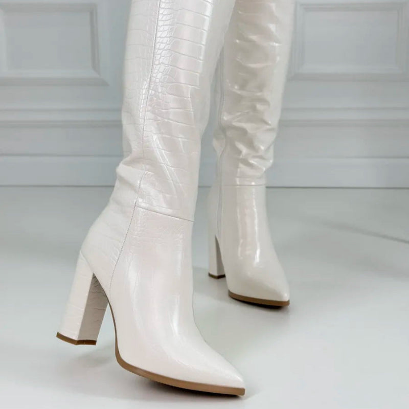Bota Cano Alto Feminina Branca 